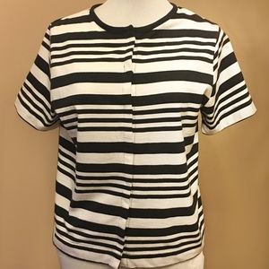Mountain Lake Striped Black White Stretch Blouse